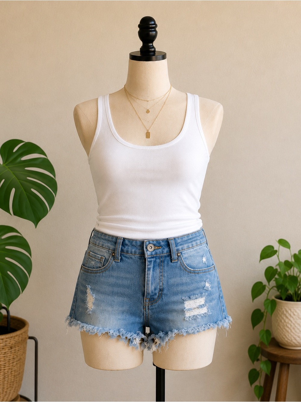 Wax Jean Distressed Denim Shorts | Frayed Hem Low Rise Y2K Size Small